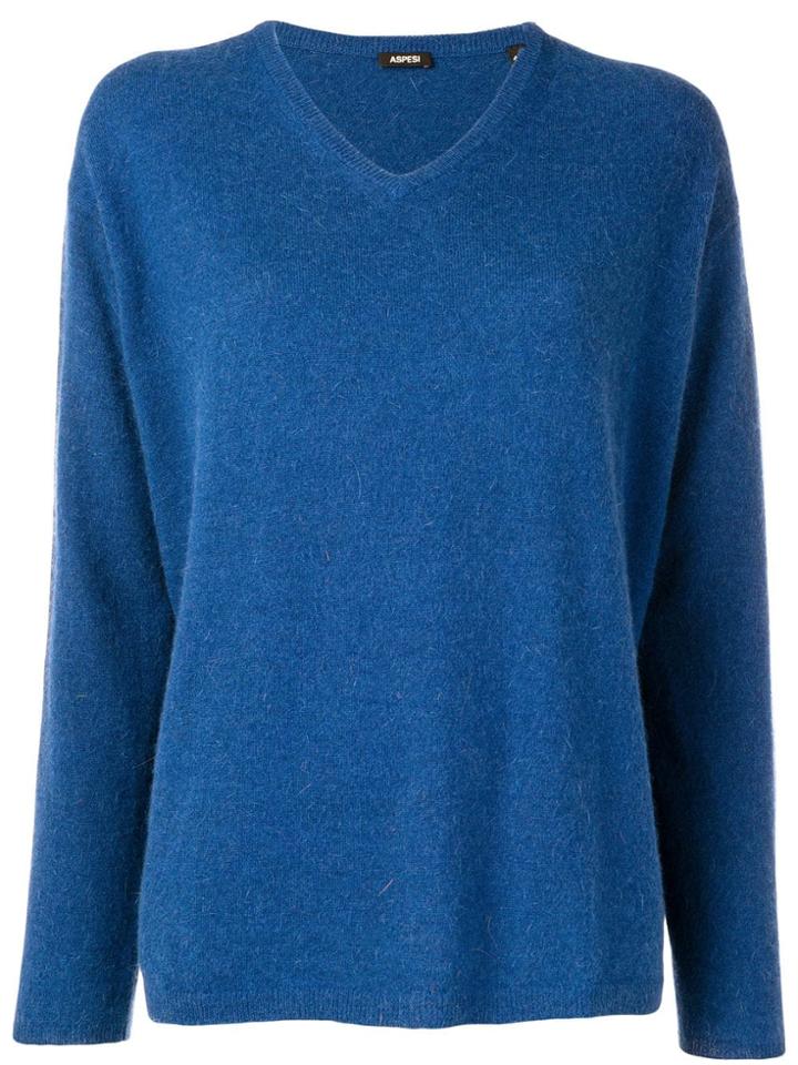 Aspesi V Neck Jumper - Blue