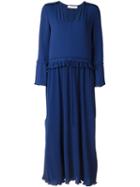 See By Chloé Pleated Maxi Dress, Women's, Size: 36, Blue, Polyester/viscose