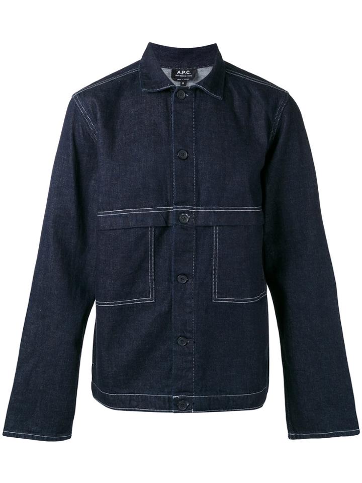 A.p.c. Seaming Detail Denim Jacket - Blue