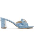 Philipp Plein Distressed Detail Skull Mules - Blue