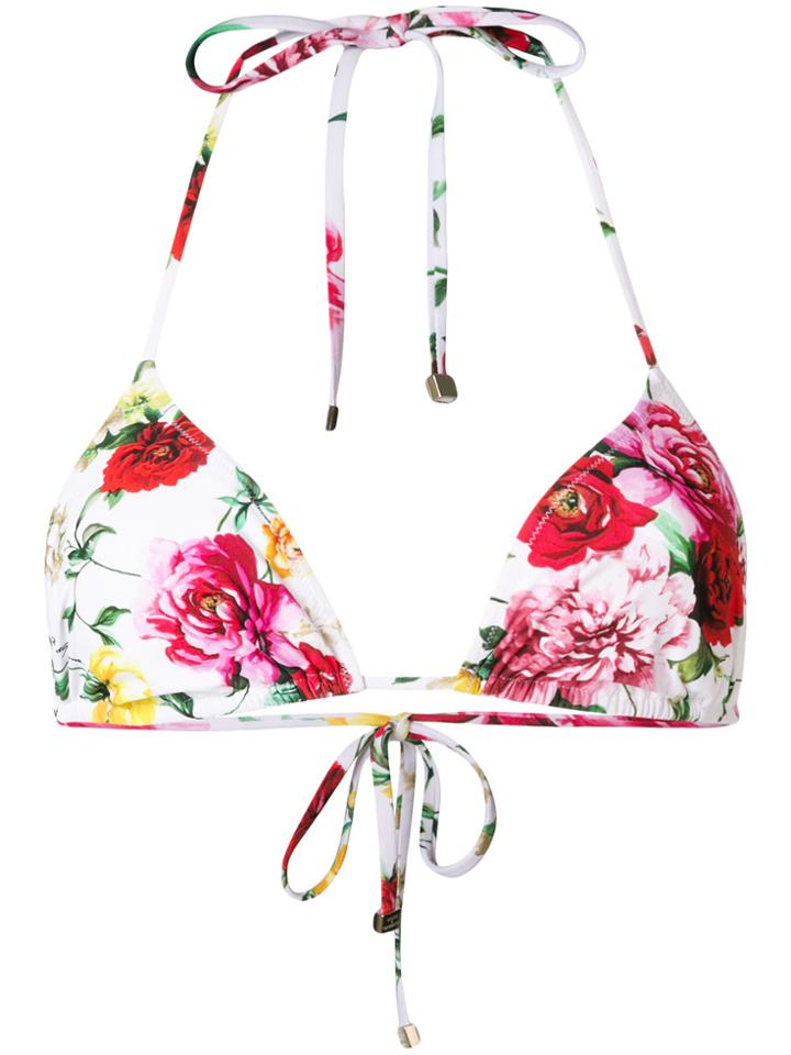 Dolce & Gabbana Rose Print String Bikini Top - Multicolour