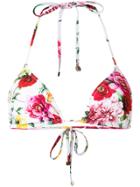 Dolce & Gabbana Rose Print String Bikini Top - Multicolour