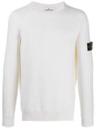 Stone Island Logo Patch Crewneck Sweater - White