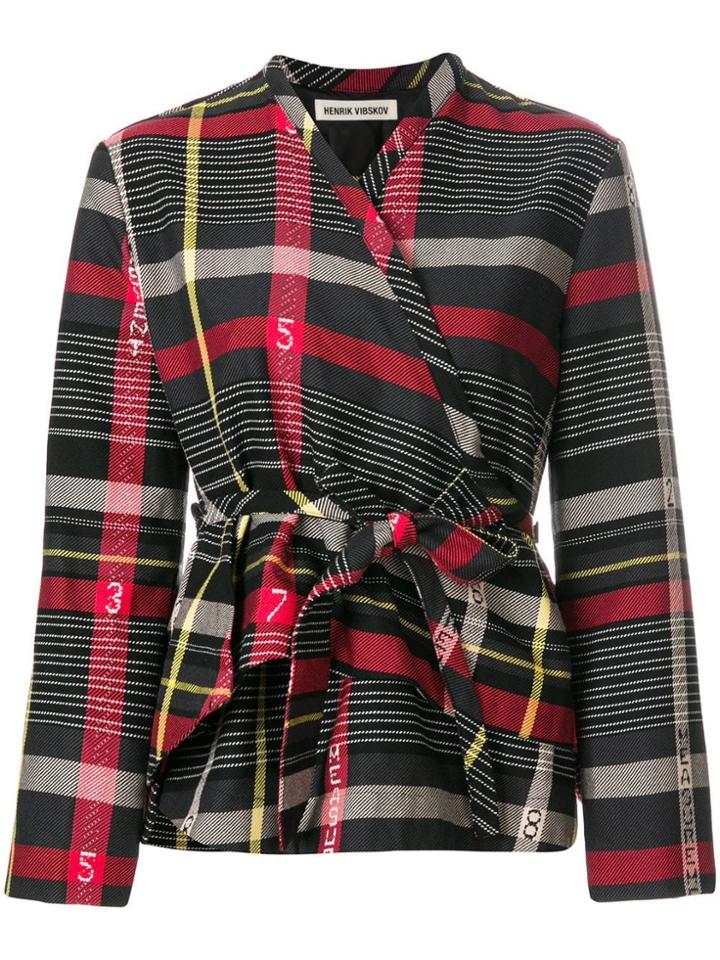 Henrik Vibskov Grace Checked Wrap Blazer - Multicolour