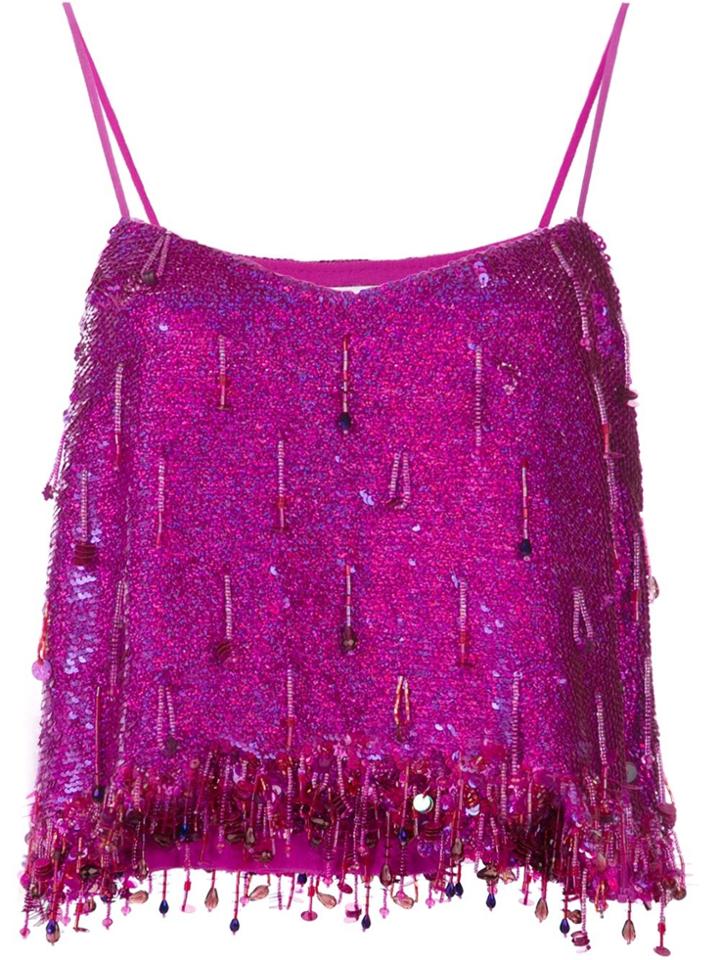 Ashish Sequin Dangles Camisole - Pink & Purple