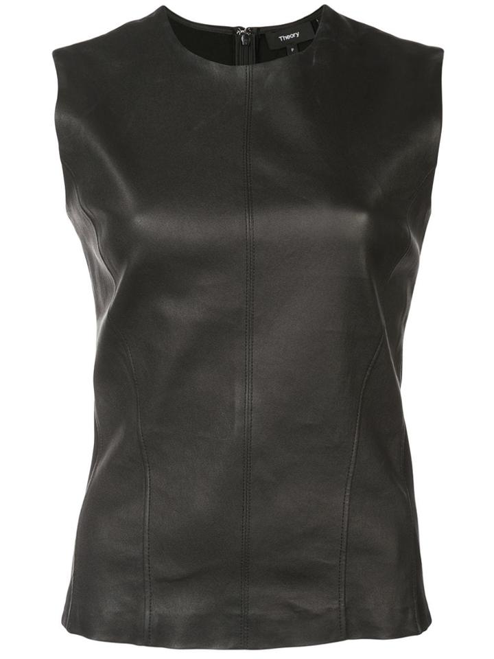 Theory Round Neck Vest Top - Black