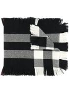 Burberry Fringed Check Scarf - Black