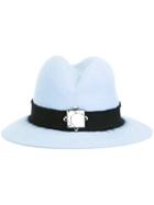 Eshvi Marbled Detail Fedora, Women's, Size: 57, Blue, Rabbit Fur Felt