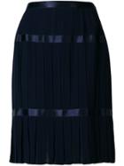 Yves Saint Laurent Vintage Pleated Mid-length Skirt - Blue