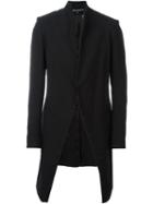 Cedric Jacquemyn Long Raw Collar Suit Coat, Men's, Size: 50, Black, Linen/flax/cotton