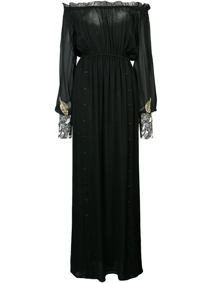 Loyd/ford Off-shoulders Semi-sheer Maxi Dress - Black