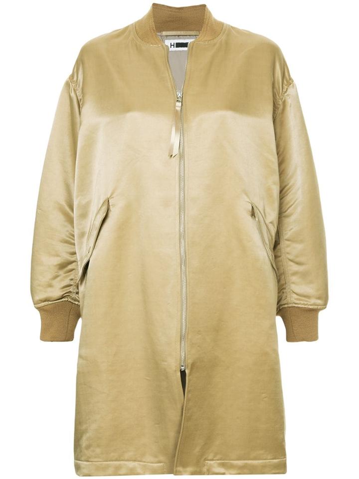 H Beauty & Youth Long Bomber Coat - Brown