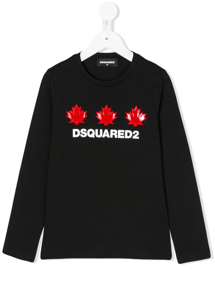 Dsquared2 Kids - Logo Leaves Patches T-shirt - Kids - Cotton - 8 Yrs, Black