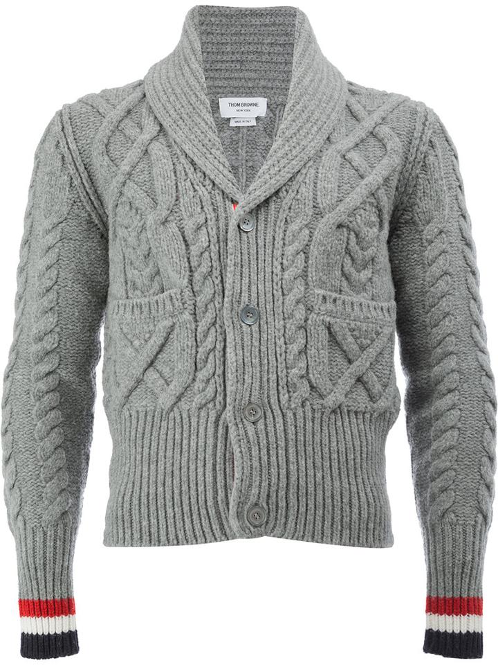 Thom Browne - Shawl Lapel Cardigan - Men - Wool - 2, Grey, Wool