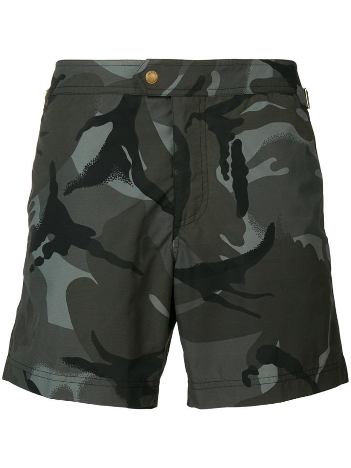 Tom Ford Printed Camouflage Swim Shorts - Green