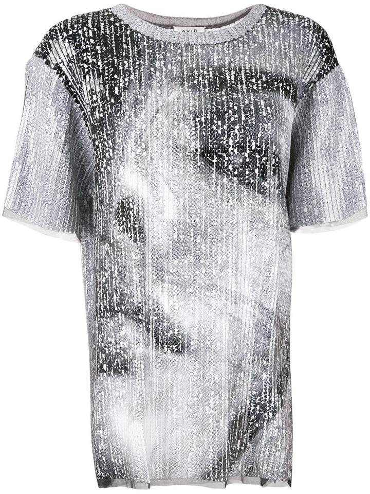 Aviù - Sequin Photo Print T-shirt - Women - Polyamide/polyester/viscose - 44, Black, Polyamide/polyester/viscose