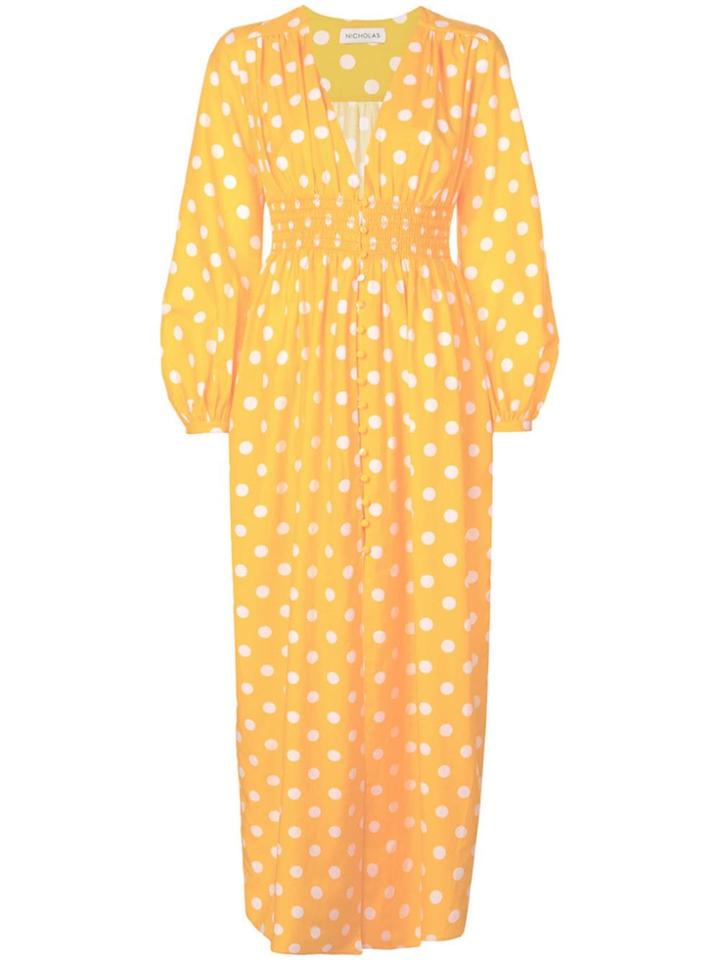 Nicholas Smocked Kaftan Dress - Orange