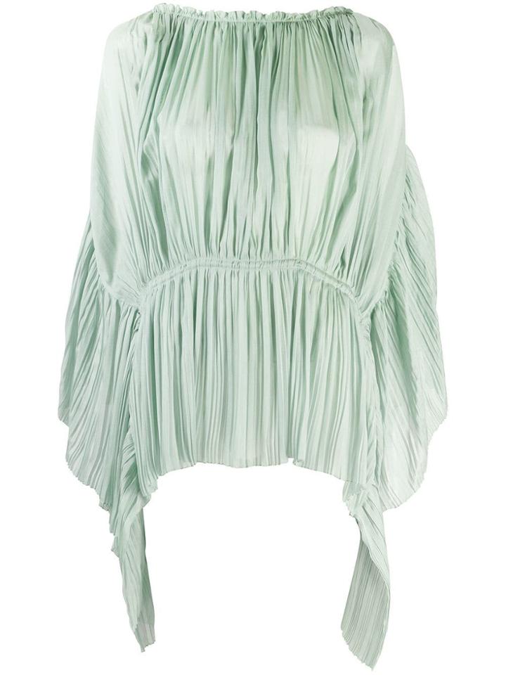 Alberta Ferretti Pleated Ruffle Blouse - Green