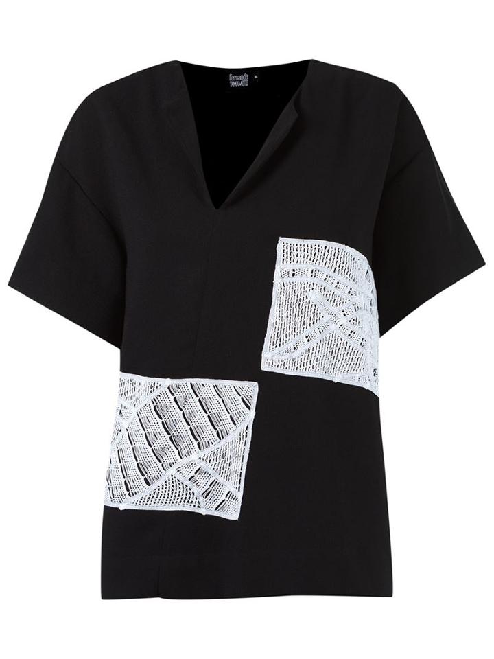 Fernanda Yamamoto V-neck T-shirt, Women's, Size: 40, Black, Polyester