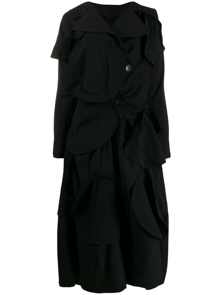 Yohji Yamamoto Appliqué Detail Coat - Black