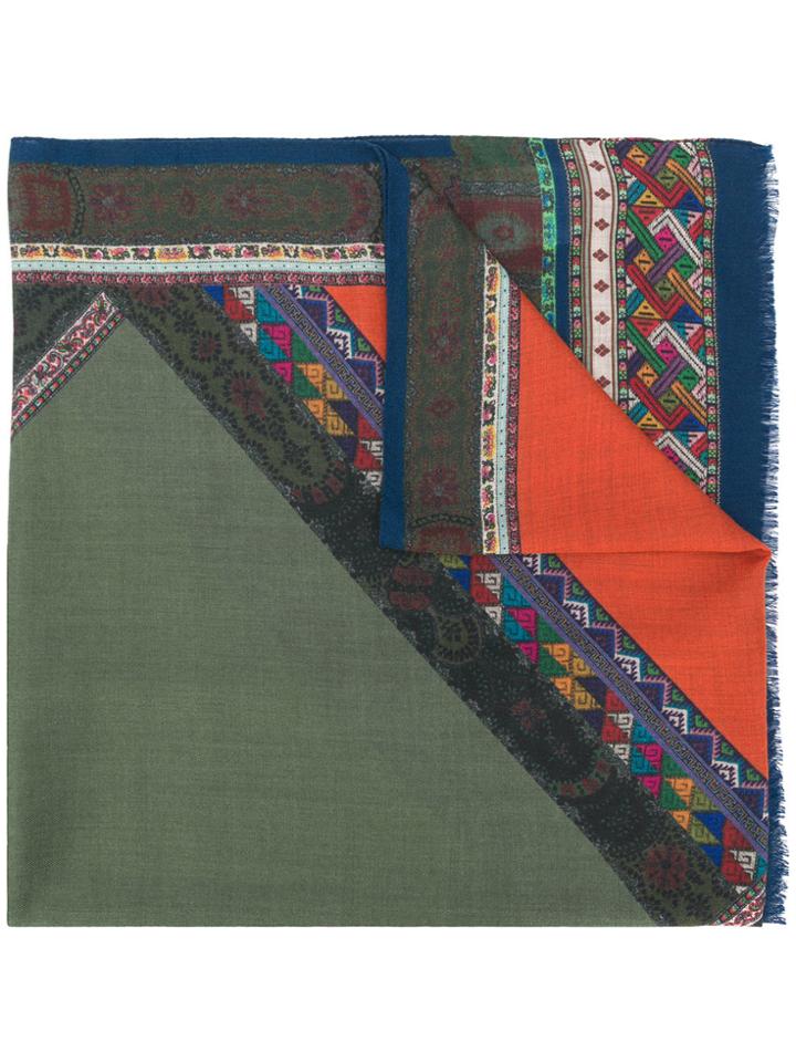 Etro Printed Wide Scarf - Green