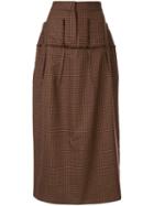 Wynn Hamlyn Etch Check Midi Skirt - Brown