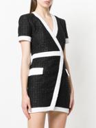 Balmain Bouclé Tweed Mini Wrap Dress - Black