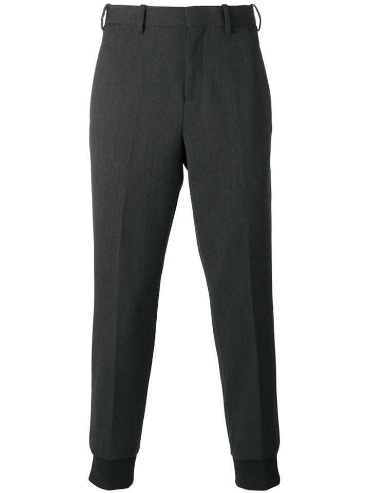 Neil Barrett Gathered Ankle Tailored Trousers, Men's, Size: 52, Grey, Polyester/virgin Wool/spandex/elastane/cotton