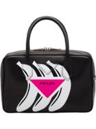Prada Printed Top-handle Bag - Black