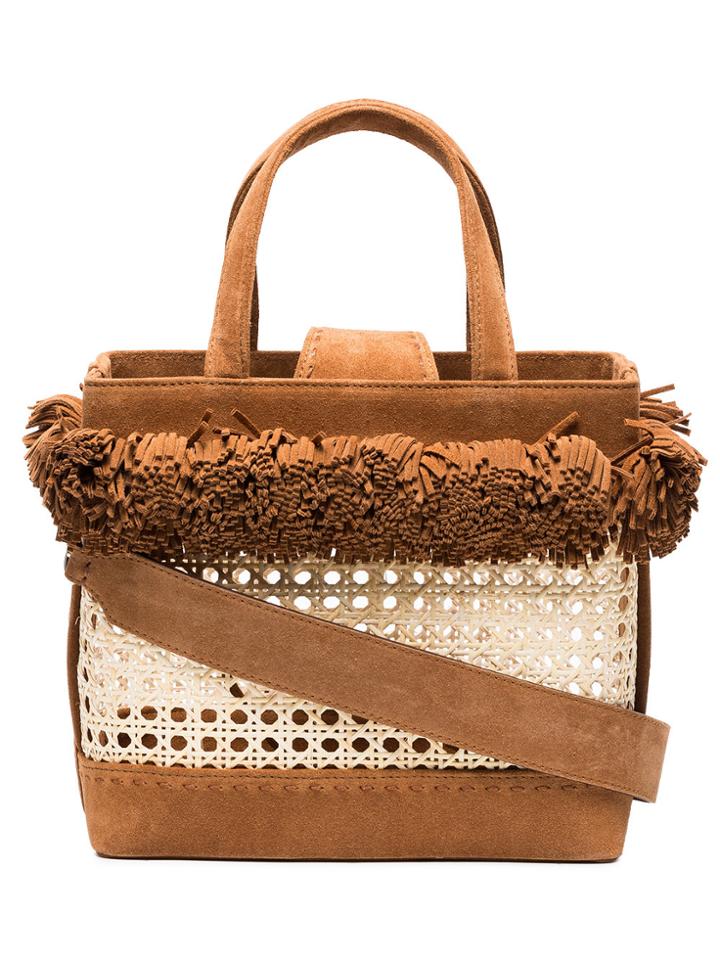 Mehry Mu Brown Fey Pom Pom Suede Basket Bag