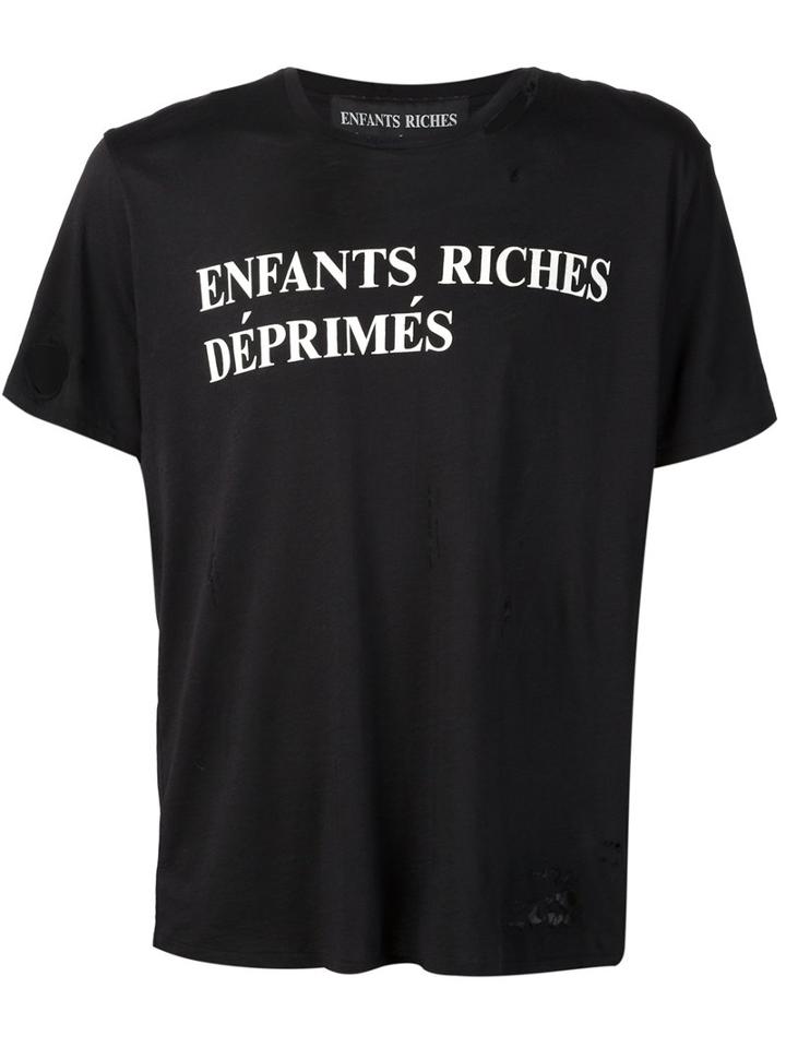 Enfants Riches Deprimes Logo Printed Distressed T-shirt, Adult Unisex, Size: Xs, Black, Cotton