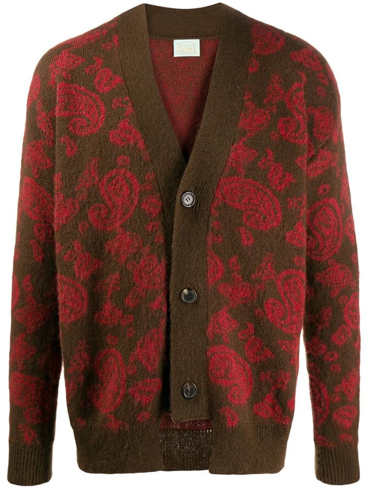 Aries Paisley Print Cardigan - Red