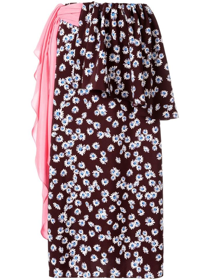 Anna October Draped Floral Skirt - Brown