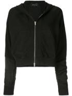 Andrea Ya'aqov Cropped Hooded Sweatshirt - Black