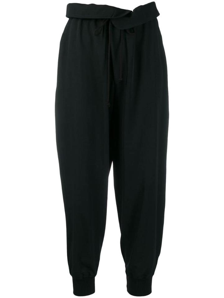 Y's Paper Bag Waist Trousers - Black