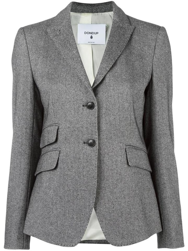 Dondup Two Button Blazer, Women's, Size: 40, Grey, Cotton/virgin Wool/acetate/viscose