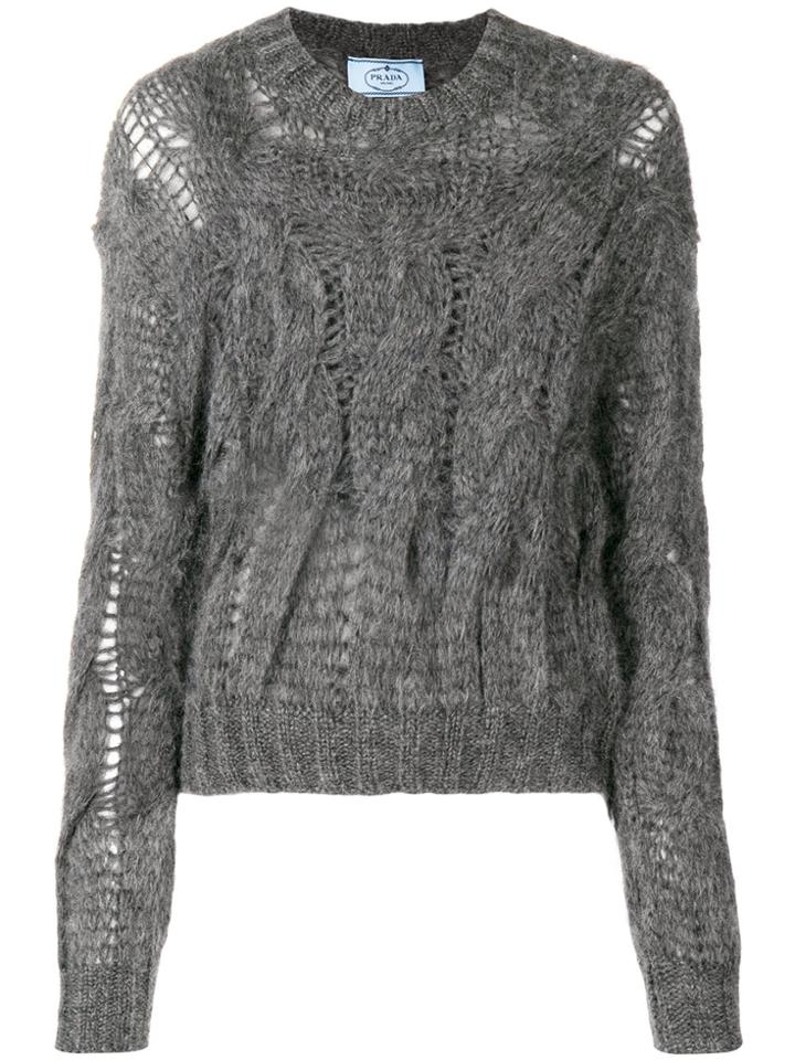Prada Open Knit Jumper - Grey