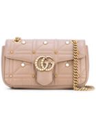 Gucci - Embellished Gg Marmont Matelassé Shoulder Bag - Women - Leather/acrylic/metal - One Size, Nude/neutrals, Leather/acrylic/metal