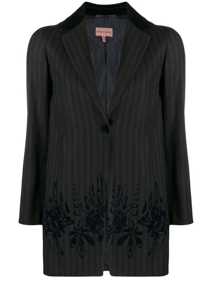 Romeo Gigli Pre-owned 1990's Pinstriped Straight Jacket - Grey