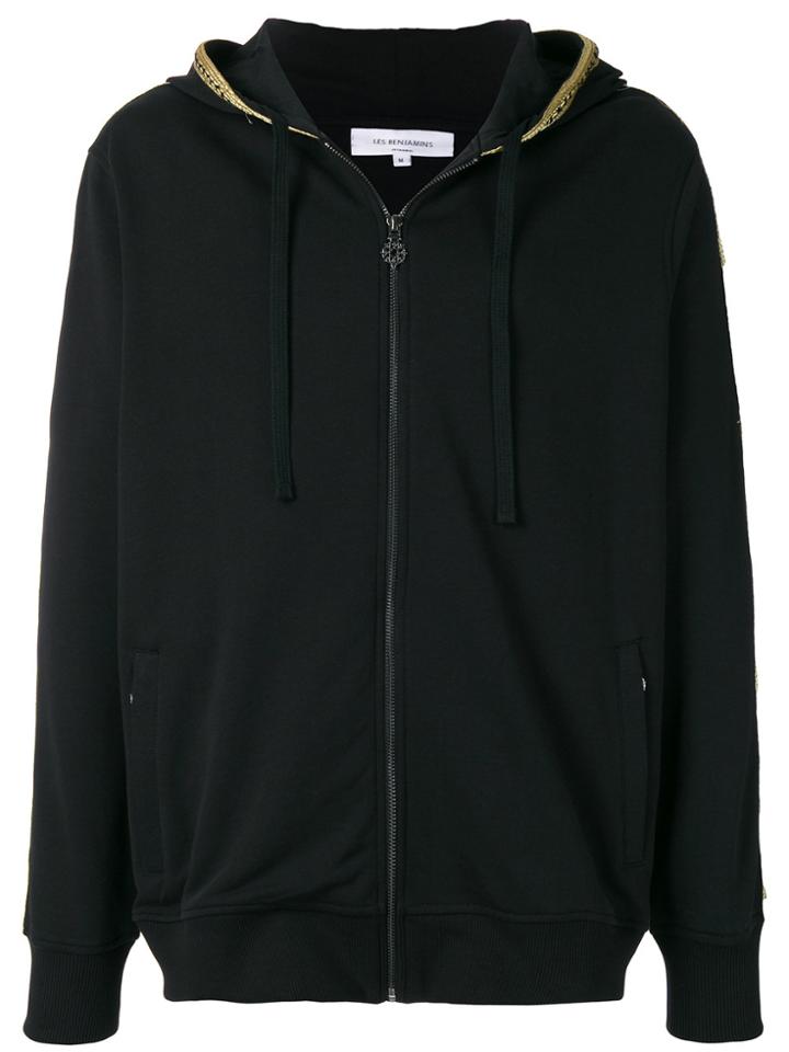 Les Benjamins Logo Embroidered Zipped Hoodie - Black