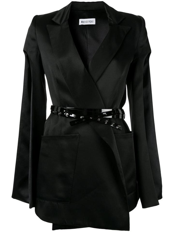 Maticevski Slit Sleeves Belted Blazer - Black