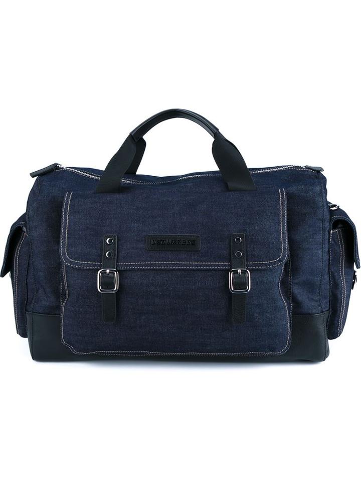 Dsquared2 Denim Weekend Bag, Blue, Cotton/calf Leather/metal Other