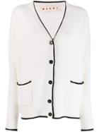 Marni Contrast Piping Detailed Cardigan - White