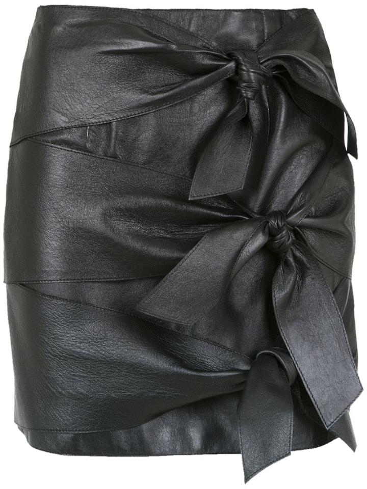 Nk Leather Lace Up Skirt - Black