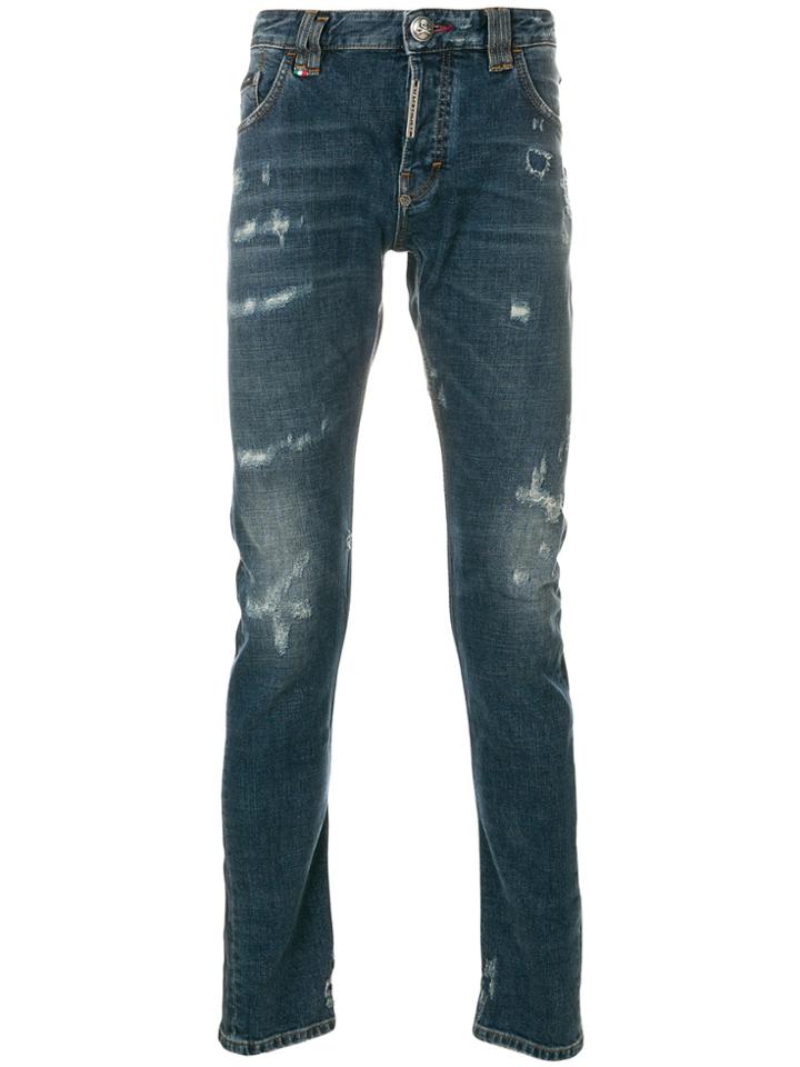 Philipp Plein Lennox Avenus Distressed Jeans - Blue