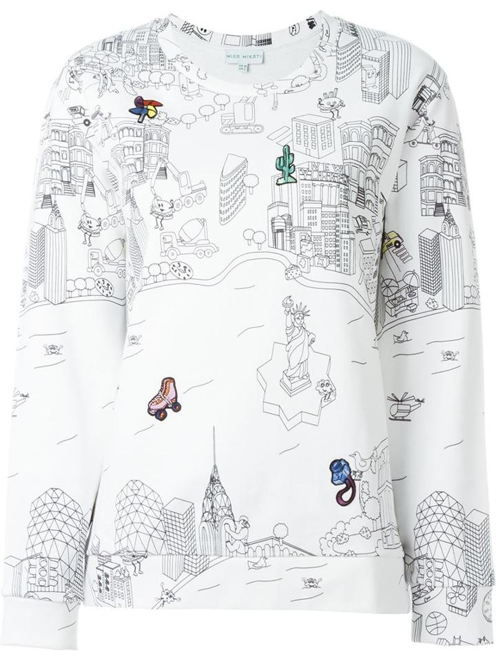 Mira Mikati City Print Patch Details Sweatshirt