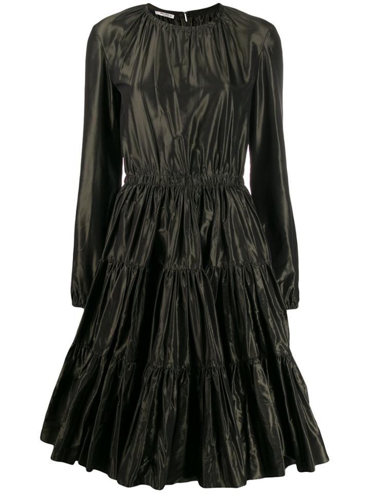 Miu Miu Ruched Flared Dress - Green