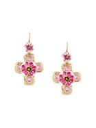 Dolce & Gabbana Embellished Cross Earrings - Pink & Purple