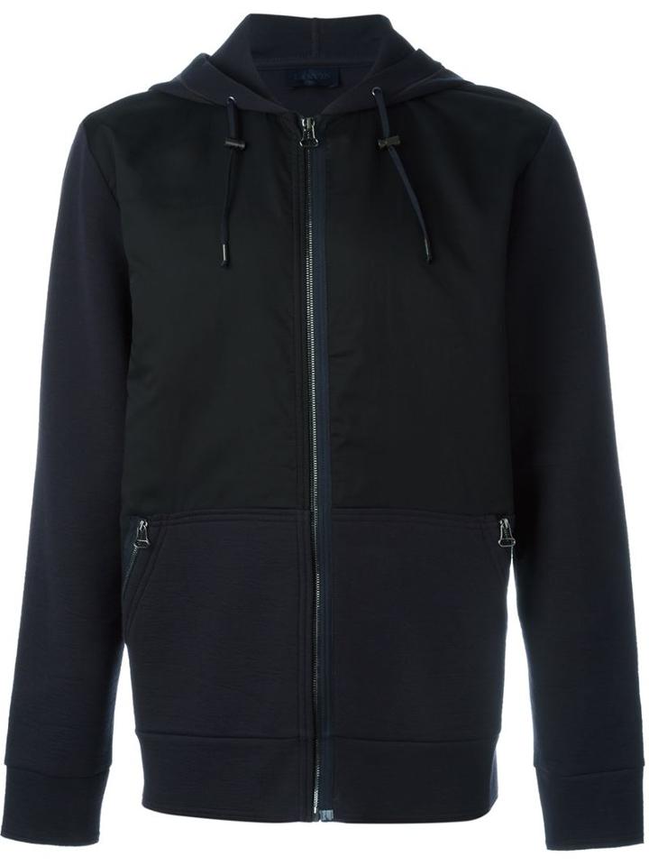 Lanvin Zipped Up Hoodie, Men's, Size: Large, Blue, Cotton/polyamide