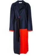 Marni Colour Block Belted Coat, Women's, Size: 42, Blue, Viscose/virgin Wool